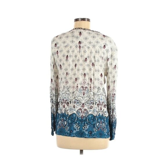 Style & Co Boho Paisley Print Split Neck Blouse - Picture 2 of 2